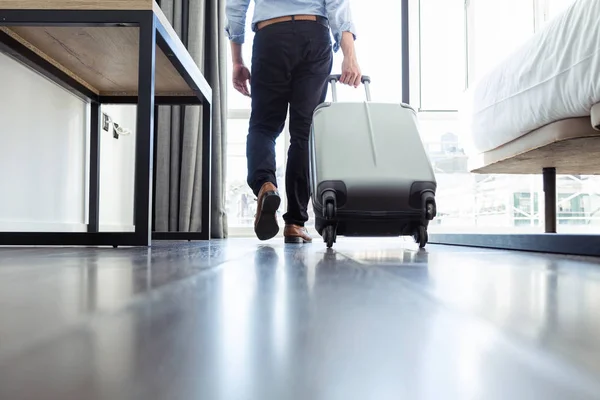 Shot Young Businessman His Luggage Entering Hotel Suite — Stock Photo, Image