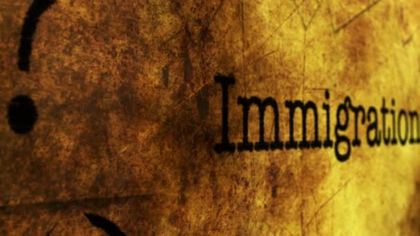 Koncepcja Nieczysty Tekst Imigracji — Wideo stockowe