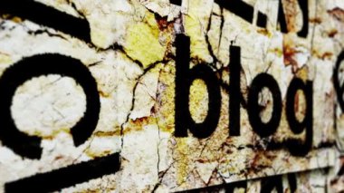 Kamera slayt üzerinde blog grunge metin
