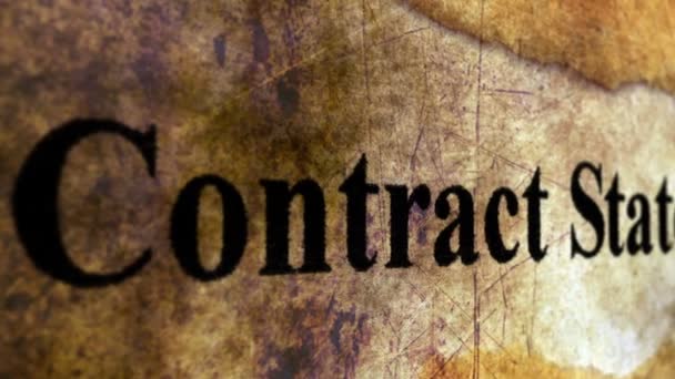 Contract Tekst Grunge Achtergrond — Stockvideo