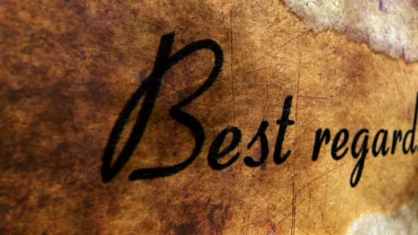 Best regards text on grunge background — Stock Video