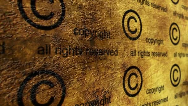 Символ Авторського Права Гранжевому Фоні — стокове відео