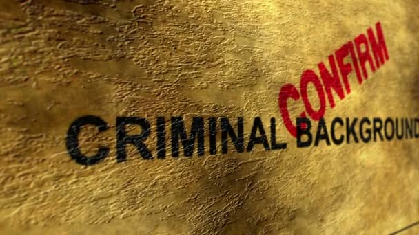 Criminal Background Confirm Grunge Concept — Stock Video