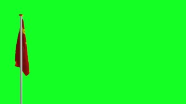 Çin bayrağı yeşil arka planda çırpınan