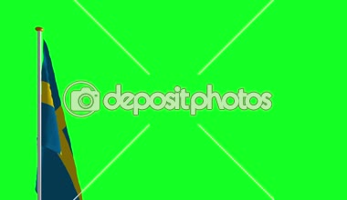 İsveç bayrağı yeşil ekran üzerinde