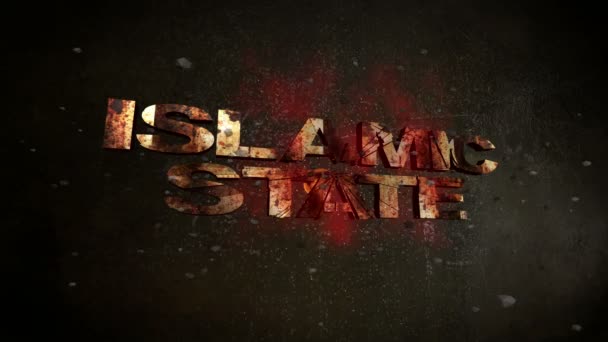 Movimento Lento Quebra Bala Estado Islâmico Texto — Vídeo de Stock