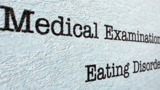 Trouble de l'alimentation rapport médical — Video