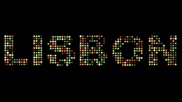 Lisboa Colorido Led Texto — Vídeos de Stock