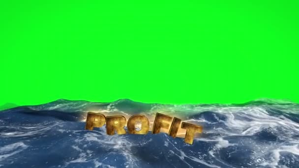 Gewinntext schwimmt im Wasser gegen Green Screen — Stockvideo