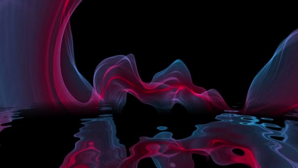 Onda Digital Abstracta Flujo Humo Reflejándose Agua — Vídeos de Stock