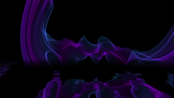 Onda Digital Abstrato Fluxo Fumaça Refletindo Água — Vídeo de Stock