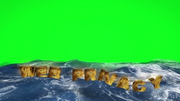 Web Privacy Text Floating Water Green Screen — Stock Video