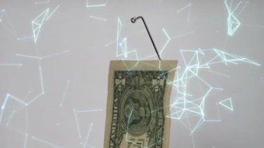 Doları üzerinde A balıkçılık kanca üzerinde matris arka plan