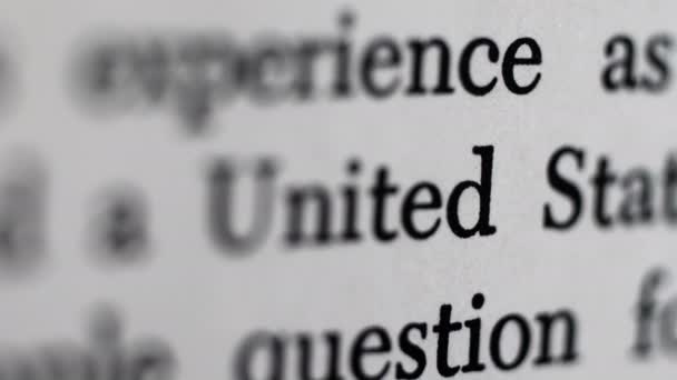 Primer plano del documento Estados Unidos — Vídeos de Stock