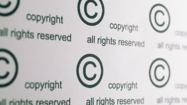 Copyright všechna práva vyhrazena — Stock video