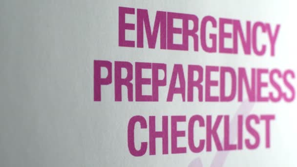 Emergency Preparedness Checklist Concept — Stock Video