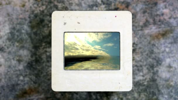 Coucher Soleil Nuages Sur Océan Sur Film Diapositive Vintage — Video