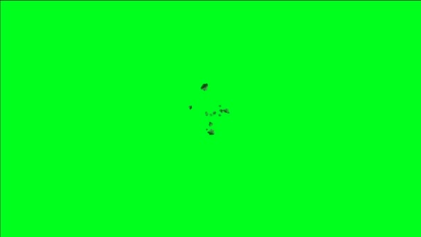 在绿色屏幕上飞行的小行星 — 图库视频影像