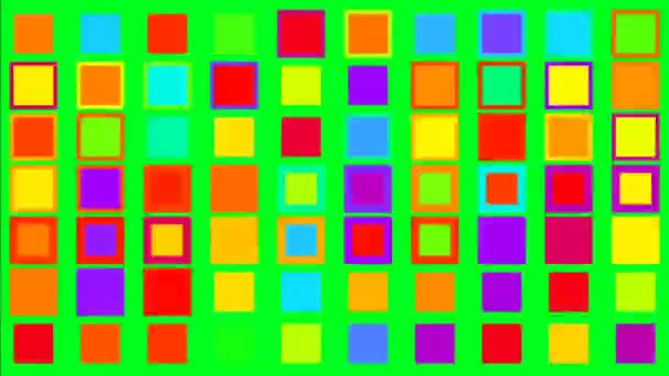 Quadrados Coloridos Cintilantes Conceito Minimalismo Tela Verde — Vídeo de Stock