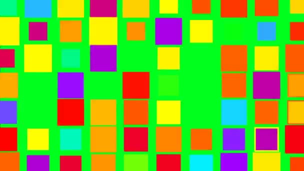 Tindrande färgglada kvadrater på grön skärm minimalism koncept — Stockvideo