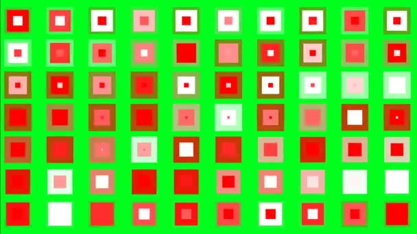 緑色の画面のミニマリズムのコンセプト上のきらめくカラフルな正方形 — ストック動画
