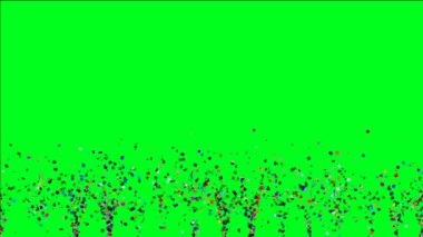 Yeşil ekran üzerinde düşen çok renkli konfeti