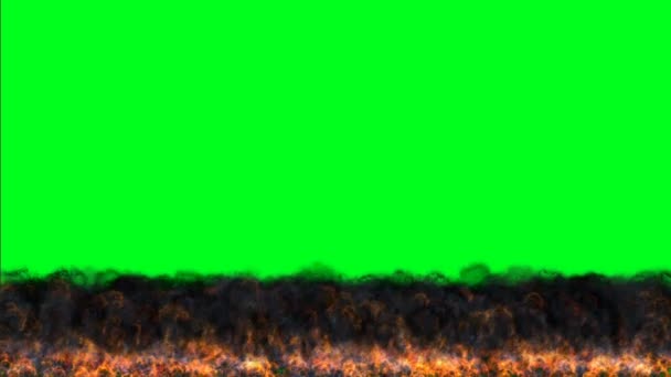 Chamas de fogo escuro queimam movimento na tela verde da chave de Chroma — Vídeo de Stock
