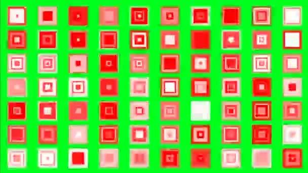 Funkelnde bunte Quadrate auf Green Screen Minimalismus-Konzept — Stockvideo