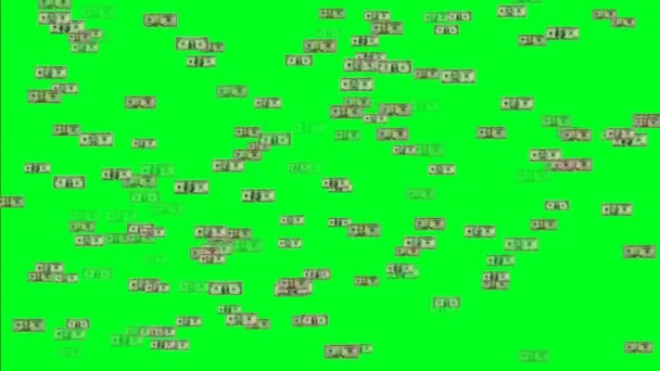 緑色の画面でマヌー私たちドル紙幣 — ストック動画