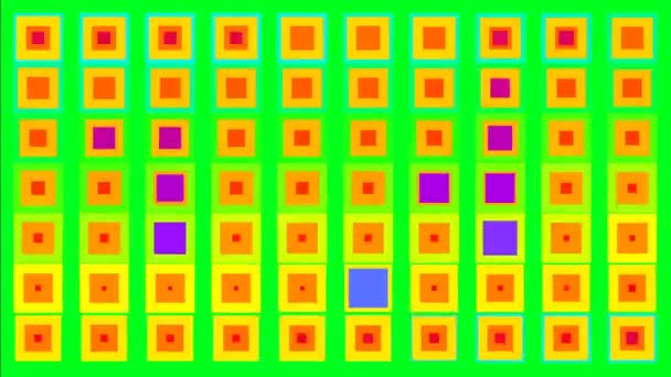 Blikající barevné čtverce na pojem minimalismus zelená obrazovka — Stock video