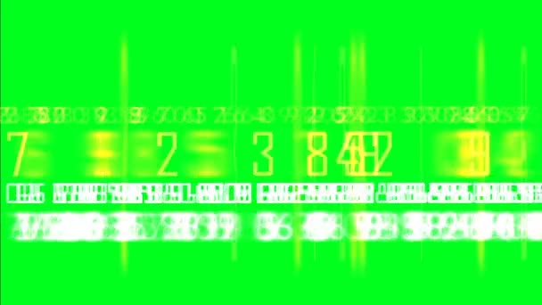 Случайные числа на зеленом экране — стоковое видео