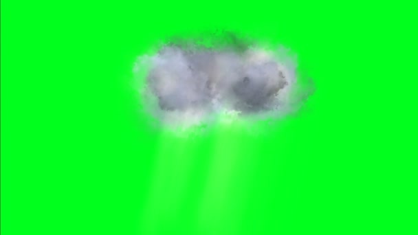 Himmelswolken mit Strahlen auf grünem Bildschirm — Stockvideo