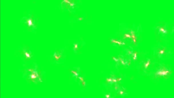 Particelle di fuoco sullo schermo verde — Video Stock