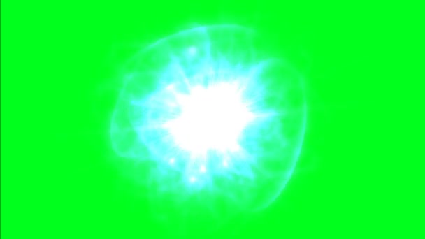 Atom Spinning con núcleo y electrones en pantalla verde — Vídeos de Stock