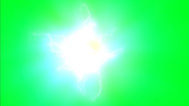 Atom iplik ile çekirdek ve elektronlar yeşil ekran üzerinde