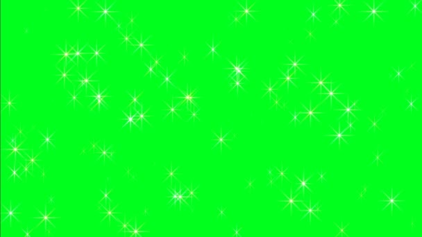 Estrelas cintilantes na tela verde — Vídeo de Stock