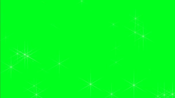 绿色屏幕上闪烁的星星 — 图库视频影像
