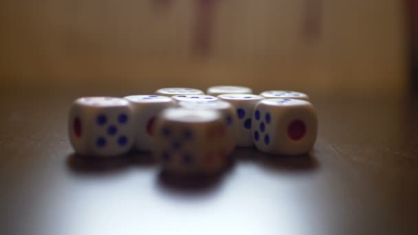 Close up of dice on table zoom in — Stock Video