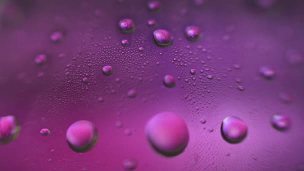 Close up of Natural Water Drops On Glass background — Stock Video