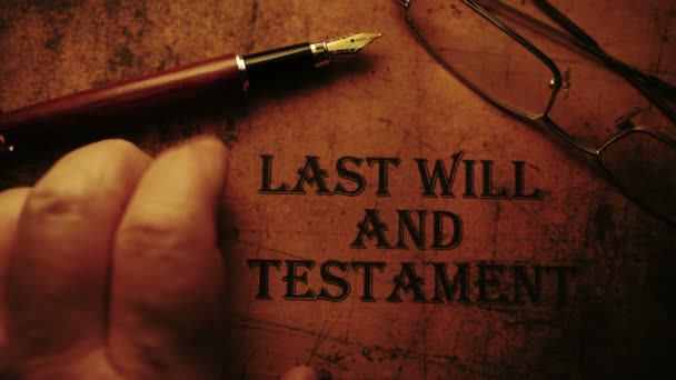 Finges tapping on last will and testament — Stok video