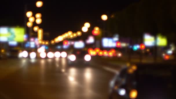 Night Shot Of Busy Street Traffic — Stock Video