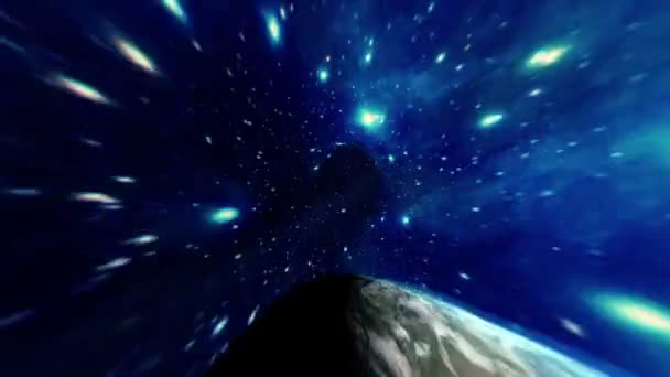 Solucan deliğinden geç. Uzayda Warp Tüneli — Stok video