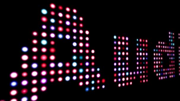 Tekst LED izolowany na czarno — Wideo stockowe