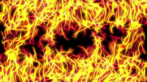 Fire fractal waves against black background — Stock Video