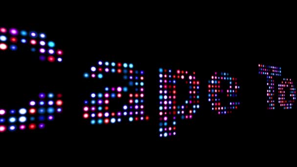 Κέιπ Τάουν πολύχρωμο LED κείμενο — Αρχείο Βίντεο