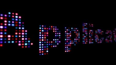 Uygulama siyah üzerinde renkli led metin