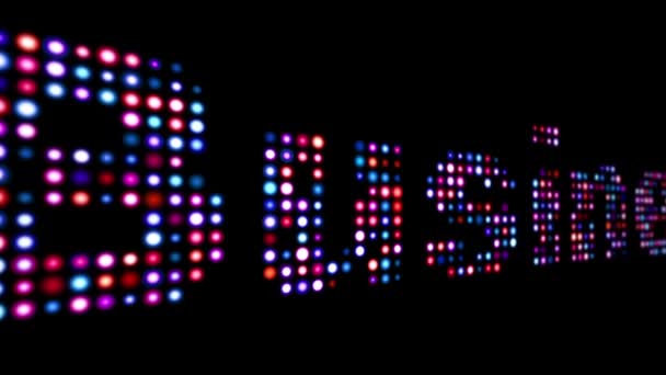 Business colorful led text over black — Stock Video