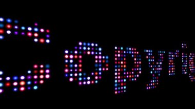 Telif hakkı renkli yazı siyah arkaplan üzerinde