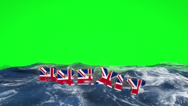 Brexit szöveg úszó a vízben ellen zöld képernyő — Stock videók