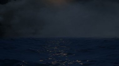 Deniz dalgaları ve sis.